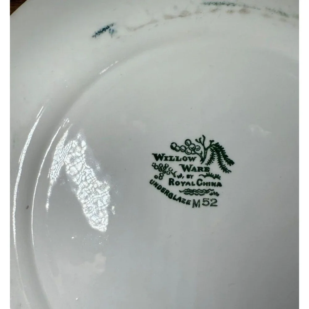Royal China Willow Ware M52 Red Transferware Handled Plate, White/Red
